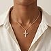 Selncfyt Cross with Crown Necklace for Women, Christian Faith Pendant Crown Jewelry, Religious Baptism Confirmation Mothers Day Gifts for Teen Mom
