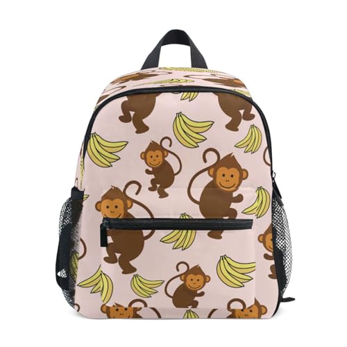 Wusikd Monkey Backpack for Kids Girls Boys Banana Pink Bookbag Daypack Chest Strap School Bags for School Student S