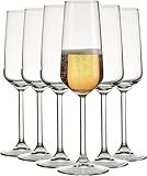 Biandeco Allegra Copas de champán con tallo largo, elegantes vasos de cristal, juego de 6, 6.5 onzas