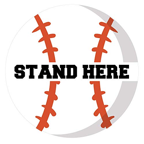 Stand Here - Sports Theme Social Distancing Floor Decal - Vinyl w/UL Approved Anti-Slip Finish - 12