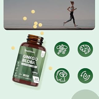 Ginkgo Biloba Vegano con Ginseng Siberiano, 365 Compresse, 1 al Giorno da 6600mg (1 Anno di Scorta), Estratto 50:1 di Ginko Biloba Integratore, Glicosidi Flavonici e Lattoni Terpenici, Senza Glutine