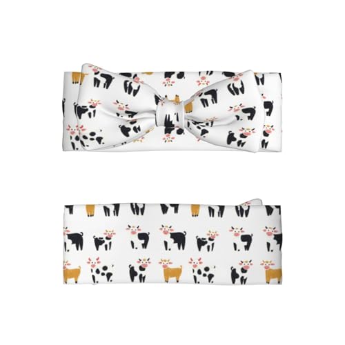 Cute Cow Cartoon Print Baby Girl Bows Headbands Baby Girls Newborn Headbands Infant Toddlers 0-6 Months2
