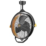 Mule 18" Fan XL, Dual Height Ceiling Mounting options, Standard 3-Prong Plug, 360-Degree and Up/Down Adjustable Direction, 3-Speeds, High Flow, 8 Foot Cord, Damp Rated, Black Matte, 52016