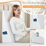 Horbaunal White Bed Wedge Pillow Cover with Zipper Design, Wedge Pillowcase Protector with Side Pocket for Storage, 24" L x 24" W x 12" H(Pillow Not Include) - Image 4