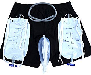 LXHL Incontinence Pants for Men with Collection Urine Bag Portable Leak Proof Leg Pee Catheter Holder for Elder（Size L）