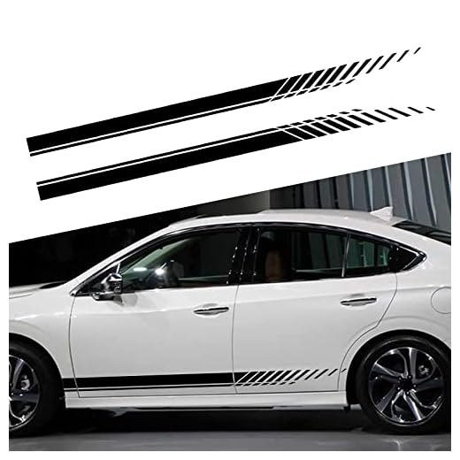 SUNJIKA Universal Vinyl Side Body Car Decals Racing Stripes Sticker Stripe Graphics Car Side Decals for SUV Off-Road Auto Car Body Side Door Decoration Racing Accessories 2PCS (Black)