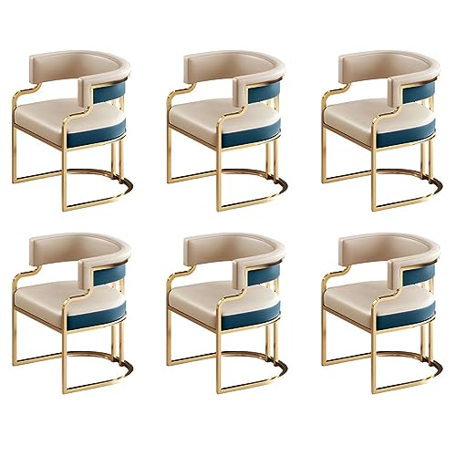 FYZLOIPU Juego De 6 Sillones Modernos De Respaldo Bajo con Tapizado De Piel Sintética En Gris Azulado Claro, Cocina Y El Comedor.,