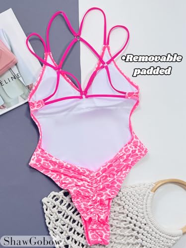 Image of ShawGobow Sexy Swimsuit for Women,Backless Scrunch Butt High Cut Monokini,One Piece Cheeky Bathing Suit Beach Pool Party
