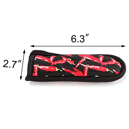 New Star Foodservice 1028744 Commercial-Grade Hot Skillet Handle Cover Holder, Hot Handle Holders/Mitts, Red Peppers Pan Cotton Handle Sleeve, Set Of 6 #TOP1
