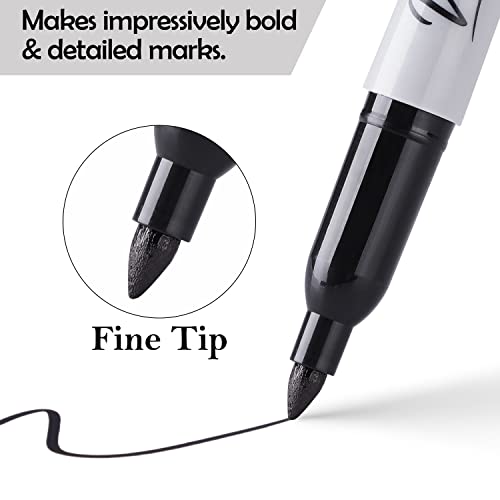 Veesa Black Permanent Markers 75 Pack, Fine Tip Black Permanent Pens, Waterproof, Fade-Resistant, Quick Drying, For Office School Home #TOP3
