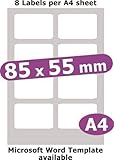 Material: Matt Weiß Papier 85 x 55 mm, 40 Etiketten, Papier Weiß Matt, 5 A4 Blätter, für Laserkopierer