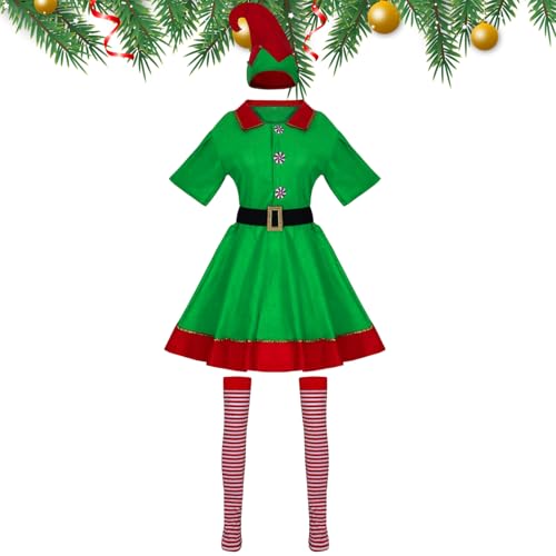 Fato de elfo de Natal para homem e mulher, criança, cosplay | fato de natal disfarce de ajudante de pai Natal, disfarce de elfo natalício para meninas, fato de natal de adultos e crianças,