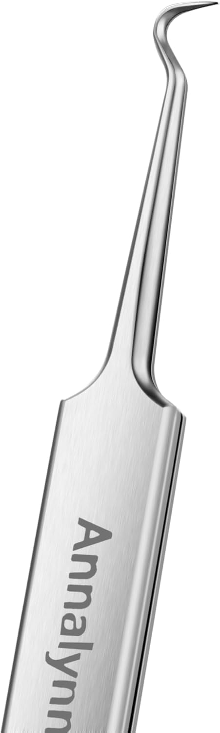 Pince à épiler incurvée en acier inoxydable argenté pour éliminer l'acné, les imperfections, les points noirs (comédons), les points blancs et les boutons