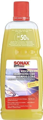 SONAX Shampooing+cire (1 litre) concentré 2-en-1 pour nettoyer & protéger la peinture avec brillance durable | Réf: 03133410