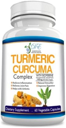 Premium Turmeric Curcumin by Diamond Elite - 500mg- 60 Capsules - 250 mg - 95% Standardized Curcuminoids - Premium Pain Relief & Joint Support & more! Made in the USA! 100% Money Back Guarantee!