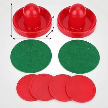 Table Air Hockey Red Pushers and Pucks Set, Plastic Air Hockey Goalies Pushers Pucks Set for Standard Air Hockey Tables