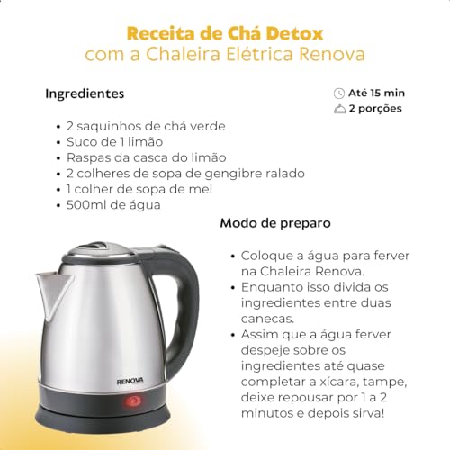 Chaleira Elétrica Inox 1,8 Litros Renova Eletro - 110V