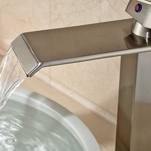 Robinet cascade mitigeur d'évier de comptoir nickel brossé monotrou - 2