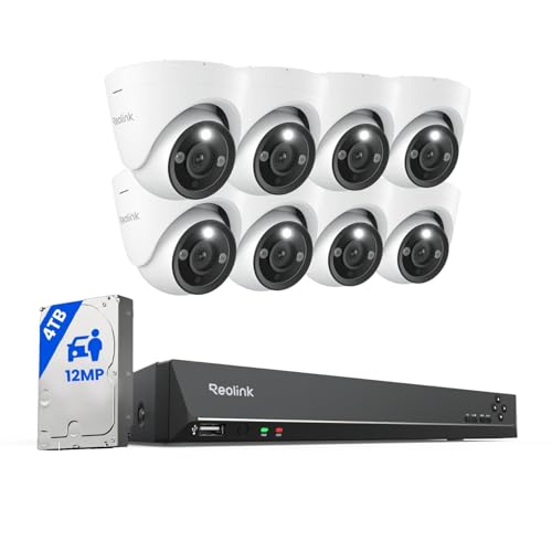 REOLINK 12MP PoE Security Camera System, 8pcs H.265 12MP Security...