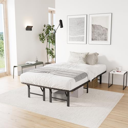 ZIYOO Heavy Duty Twin Folding Bed Frames, 14 Inch High Heavy Duty Mattress Foundation, Metal Platform Bed Frame Twin, No Box Spring Needed, Qiuck Assembly, Noise Free, Black by ZIYOO - Image 8