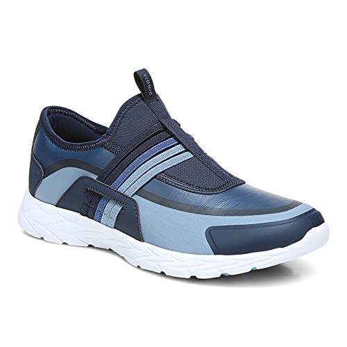 Vionic Women's Brisk Vayda Slip-on Walking Shoes - Ladies Active Sneakers with Concealed Orthotic Arch Support Navy 9 Wide US