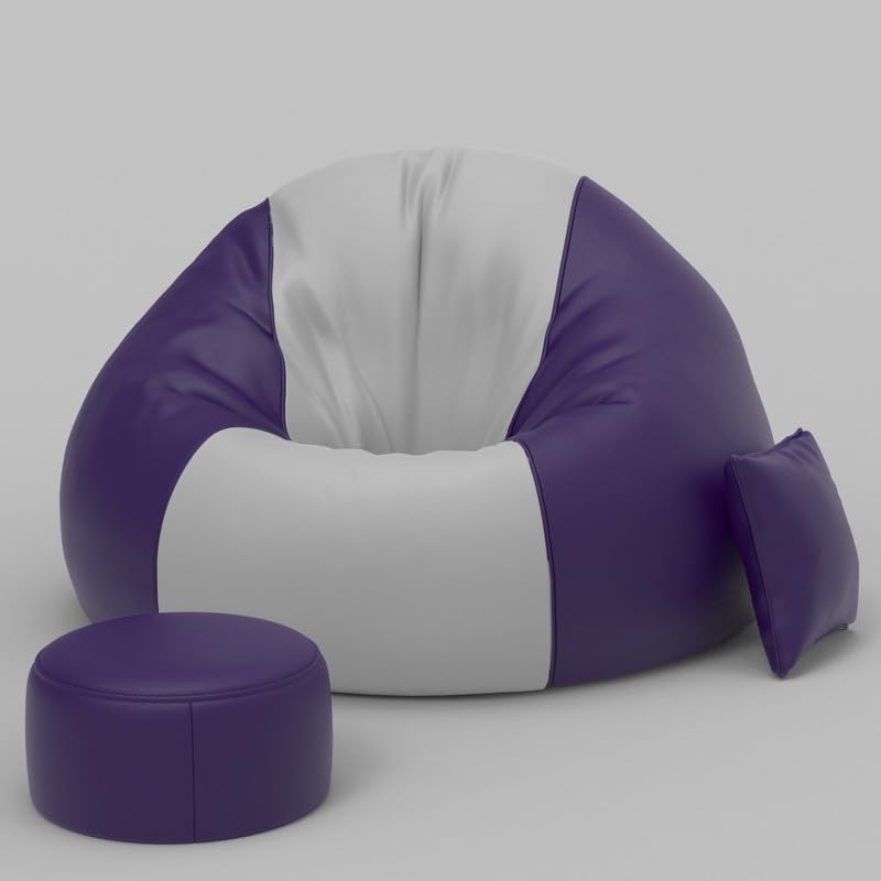 Image of Biggie Bean Bag Chair with Beans Filled 6XL The Evergreen Classics Bean Sofa-Crafted for Comfort-Styled for Elegance with Free Cushion & Footrest (Matching Color : Leatherette Light-Grey Indigo)