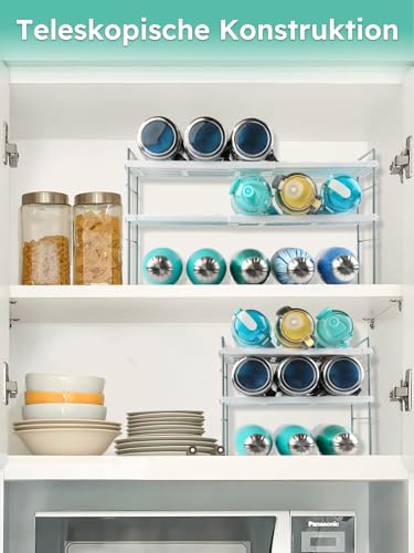 JUPELI Flaschen Organizer verstellbar – Flaschenhalter & Flaschenregal für Wasserflaschen, Thermosflaschen –Weinregale, Flaschenaufbewahrung für Kühlschrank, Küche & Schrank