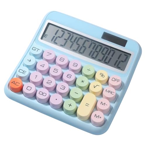 Calculadora De Escritorio – Máquina De Botones Grandes De 12 Dígitos | Pantalla LCD De 5 Pulgadas con Pantalla Inclinable De 15 Grados, Dispositivo De Cálculo Electrónico Colorido con Llave