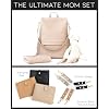 MIA + SOPHIA Leather Diaper Bag Backpack with USB Charging port, Changing Pad, Stroller Straps (Beige Mia)