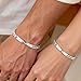 Malihome Personalized Infinity Couple Chain Bracelet Set,Customizable Name Engraving, Adjustable Length with Heart Charm, Matching His and Hers Jewelry (Silver)
