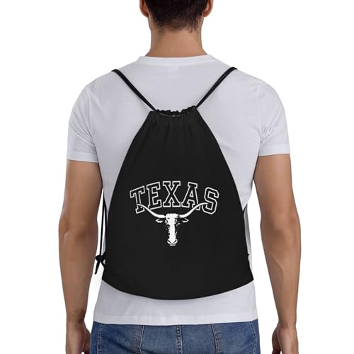 Texas Longhorn Lone Star State Texas Strong Drawstring Bag for Men Women Sport Backpack Gym Sackpack Black2