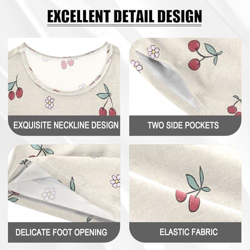 Cute Cherry Flower Pattern Kids Pjs Set Boys Girls Summer Short-Sleeve Sleepwear Pajamas 2PCS4