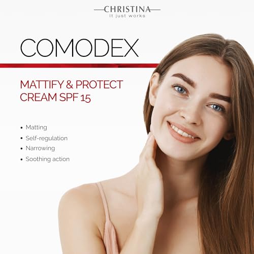 Christina - Comodex Mattifying & Protect Face Cream + SPF 15 - Lightweight Skin Moisturizer for Shine Control & Protection - Non-Comedogenic Lotion - Daily Light Cream for Oily & Combination Skin 300ml