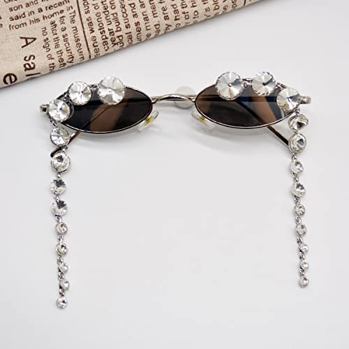 laureles 2023 Fashion Rhinestones Sunglasses Pearl Round Tassel Sunglasses Men Women Punk Sun Glasses2