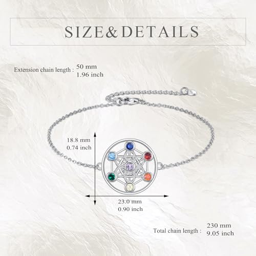 YFN Metatron Cube Bracelet Sterling Silver Sacred Geometry Seals of Archangel Angel Jewelry 7 Chakra Talisman Gifts for Women Men4