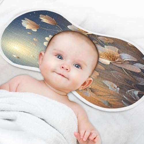 J JOYSAY Flowers White Baby Burp Cloths for Boys Girls Large 22''x11'' Cotton 4 Layer Drool Cloths for Spit Up Newborn one sizex44