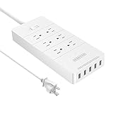 NTONPOWER Smart Power Strip Surge Protector Upgraded with 6 Outlets and 5 Heavy Duty USB Ports Total USB Output 8A 40W Electricity Saving for Home Theatre Appliance ETL Listed