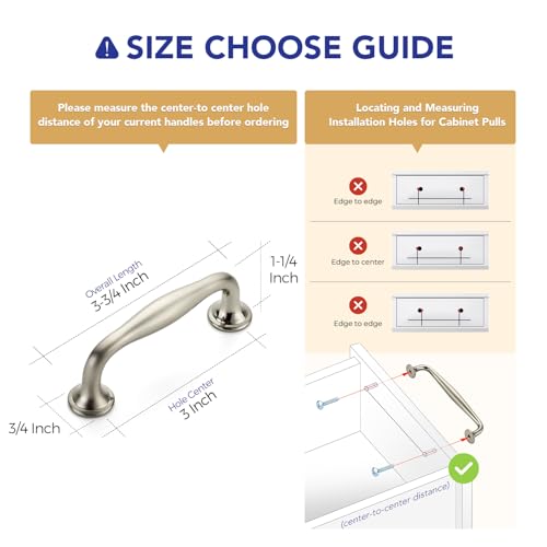 Image of Ravinte 10 Pack 3 Inch Brushed Nickel Kitchen Cabinet Handles Solid Zinc Alloy Cabinet Pulls Cupboard & Drawer Handles