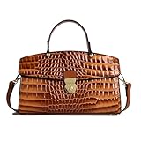 IAMUHI Women's Faux Patent Leather Evening Handbags and Purses Retro Small Satchel Tote Crossbody Bags,Brown