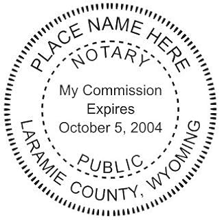 Round Self-Inking Notary Rubber Stamp for The State of Wyoming.