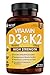 Price comparison product image Vitamin D3 K2 - Vitamin D3 4000iu & Vitamin K2 100ug (MK7) 1 Year Supply, Supports Immunity, Calcium Absorption and Bone Health, Non-GMO, UK Made by New Leaf 365 Micro Small Vegetarian Tablets,