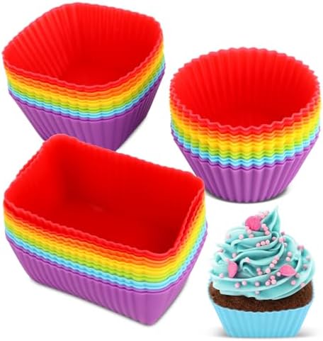 36 Piezas Moldes de Silicona para Magdalenas, Moldes para Magdale...