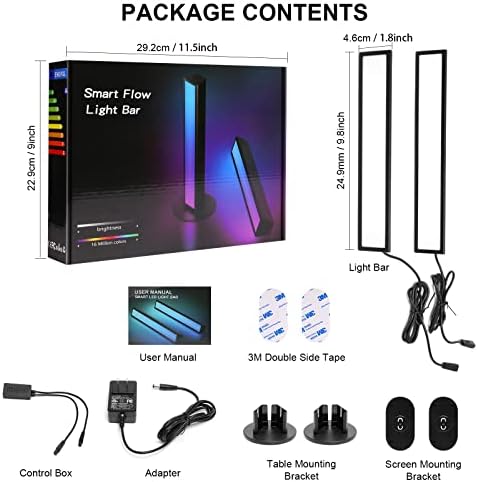 ALED LIGHT Smart LED Light Bars, RGBIC Flow Light Bars with 20 Scene Modes and Music Sync Modes, White & Color LED Lights for TV Ambient Lighting, Gaming, Party, PC, Room Decor