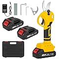 Electric Pruning Shears, Cordless Electric Scissors with 2 PCS Rechargeable 48V 2.0 Ah Batteries & 2 Blades, 1.6" Cutting Diameter Pruning Shears Garden Tool for Tree Trimming Branch Cutter(Yellow)