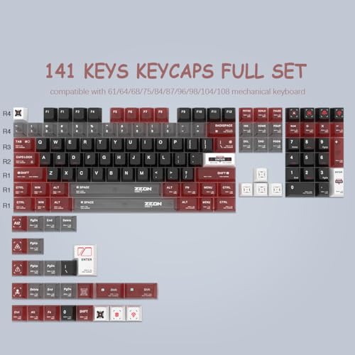 Keycaps de policarbonato transparente para interruptores Cherry MX, set de 141 teclas 5