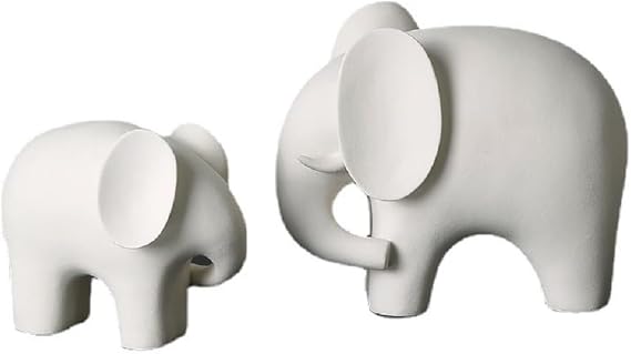 SMRTHMRT Modern Simple Ceramic Elephant Arts Living Room Bedroom Cabinet Bookshelves Ornaments (A Pair)