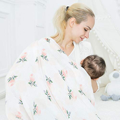 Anbenser Receiving Baby Blanket For Boy Girl 47" X 47" Breathable Bamboo Cotton Muslin Swaddle Blankets Green Leaf #TOP4