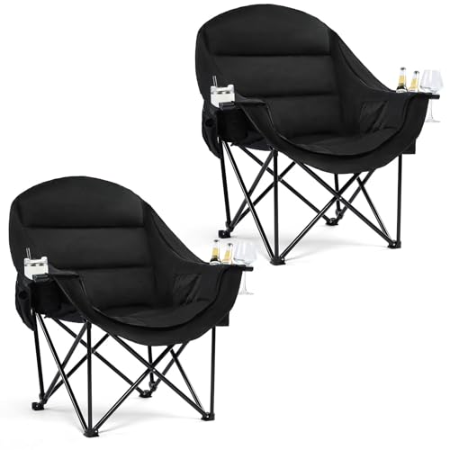 Image of Oversized Camping Chair for Adults 2 Pack - Heavy Duty Outdoor Padded Chair