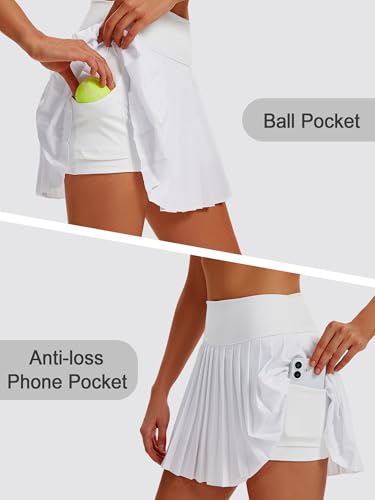Image of Ibeauti Womens Mini Flowy Skort High Waisted Pleated Tennis Golf Skirts Mesh Ruffler Athletic Skirt with Shorts Pockets
