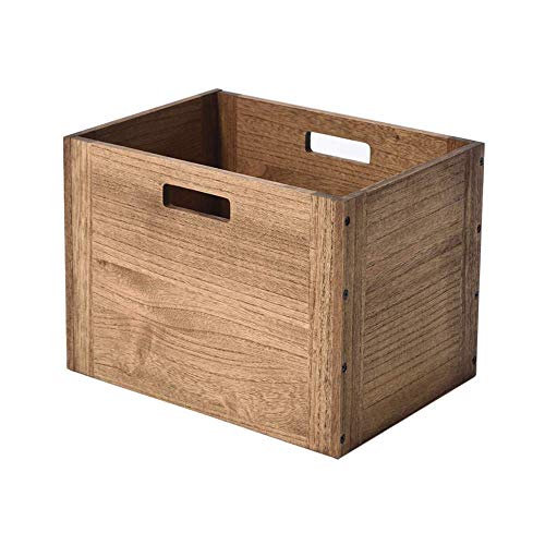 KIRIGEN Wood Cube Storage Organizer Wood Storage Bin for Home Books Clothes Toy Dark Brown, C26-DBR